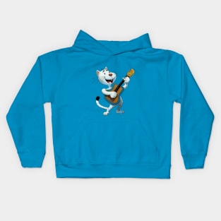 Cat playing guitar an singing - funny illustration for cat lovers Kids Hoodie